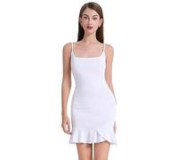 KBRPEY Vestito Donna Spaghetti Abito con Cinturino Vestito Estivi Aderente Volant Abiti da Cerimonia Elegante Corto Vestiti Donna Casual Abito da Festa Cocktail Party
