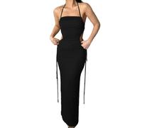 KBRPEY Vestito Elegante Donna Abito Lungo Halter Fasciante Cerimonia Cocktail Vestiti Eleganti da Sera Tubino Formale Festa Matrimonio Banchetto Abito Estivo Senza Maniche