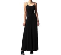 KBRPEY Vestito Maxi Lungo Donna Aderente Nero Sexy Abito Senza Manica Scollo a U Elegante da Sera Casual Cerimonia Matrimonio (L)