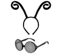 KBSICWO Set di Occhiali da Sole con Antenna e Fascia, Antenna a Farfalla e Occhiali Neri, Costume Accessori per Feste Cosplay Carnevale