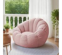 KBZSlyn Bean Bag Cover Fluffy Beanbag Chair (No Filling) Pumpkin Shaped Bean Bag Lounge Chair without Filler for Adults Empty Lazy Sofa for Living Room, Bedroom(Pink)