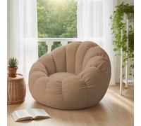 KBZSlyn Bean Bag Cover Fluffy Beanbag Chair (No Filling) Pumpkin Shaped Bean Bag Lounge Chair without Filler for Adults Empty Lazy Sofa for Living Room, Bedroom(Coffee)