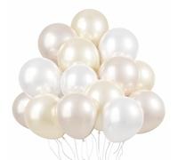 KBZVNAF Kit di palloncini in lattice bianco perla, confezione da 60 palloncini da 30,5 cm, bianco perla, bianco perla, avorio per feste, compleanni, baby shower, matrimoni, fidanzamenti, addii al