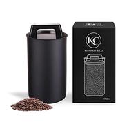 KC Kitchen & Co. Lattina di caffè ermetica per 500 g di caffè in grani con coperchio sottovuoto (contenitore per caffè, tè, barattolo in acciaio inox per la conservazione con chiusura ad aroma)
