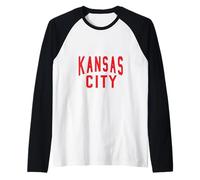KC Rosso e Nero Kansas City Old School Throwback Maglia con Maniche Raglan
