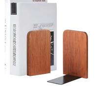 KCatsy Fermalibri legno - 2 pezzi Reggilibri in legno di ebano rosso - 17 x 12 x 10,5 cm - Ferma Libri per Libreria Porta libri Antiscivolo - per Scuola, Ufficio e Casa