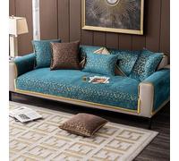 KCCRHIN Copri Divano 3 Posti Con Braccioli Copri Divano Angolare Copridivano Stile Moderno Copridivani Con Texture Oro Copridivano Antiscivolo Con Penisola,Blu,70 * 180cm/27.6 * 71in