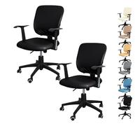 KCCRHIN Coprisedia Da Ufficio Elasticizzato in Pelle PU Fodera Per Sedia Girevole Da Ufficio Fodera Per Sedia Impermeabile Protezione Per Sedia Da Ufficio Copri Sedia Per Computer,Black 2pcs