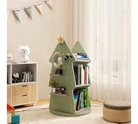 KCCRHIN Libreria A Forma di Albero di Natale in Legno Massello,Mobile Contenitore per Bambini,Scaffale A 4 Ripiani,Scaffale Porta Giocattoli E Libri per Cameretta dei Bambini,3 Tier