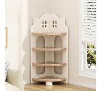 KCCRHIN Libreria per Bambini, Scaffale Angolare per Giocattoli, Organizer per Libri E Giocattoli, Scaffale Angolare A 4 Ripiani, Mobile Contenitore con Scatole per Camera dei Bambini,Cachi,4 Tier