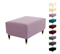 KCCRHIN Rettangolare/Quadrato Copri Pouf Elasticizzato Copri Ottomano Piazza Copri Pouf Poggiapiedi Divano Copertura Protettiva Per Poggiapiedi Rett Fodere Per Sgabello,Viola,AQUA M
