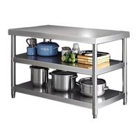 KCCRHIN Tavolo da Lavoro in Acciaio Inox A 3 Livelli, Tavolo Inox da Cucina Portata 200 kg, Tavolo per La Preparazione degli Alimenti per Ristoranti Panificio Macelleria,120x40x80cm
