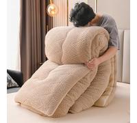 KCCRHIN Trapunta Invernale in Velluto Double Face, Piumino Spesso E Caldo, Non Serve Il Copripiumino, Piumino Invernale 220X240 per Letto Matrimoniale per Case E Appartamenti,Cachi,150x200cm/2.5kg