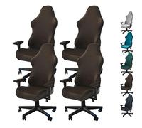 KCCRHIN Universale Coprisedia Ufficio Elasticizzato Coprisedie Da Gaming Antigraffio Gatto, Fodere Per Computer Sedia Colore Puro Copertura Sedia Gaming Rimovibile Copri Sedia Girevole,Brown 4pcs