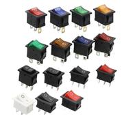 KCD1 2/3/4/6 Pin Interruttore a bilanciere ON-OFF ON-OFF-ON 6A/10A 250V/125V AC 2/3 Posizione Rosso/Nero Interruttore di alimentazione con luce 15x21mm(2D6P-Red)