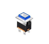Kcd1 Led Metal Push Button 2NO 4pins Square Switch 250v 15A Green Red Waterproof and Dustproof Grade Up to IP65 High Brightness LED lamp Cool(Blue,Latching 9-24V) Switches