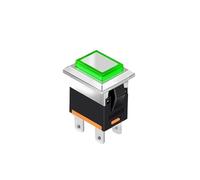 Kcd1 Led Metal Push Button 2NO 4pins Square Switch 250v 15A Green Red Waterproof and Dustproof Grade Up to IP65 High Brightness LED lamp Cool(Green LED,Latching 110V) Controls Switches