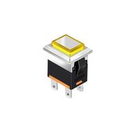 Kcd1 Led Metal Push Button 2NO 4pins Square Switch 250v 15A Green Red Waterproof and Dustproof Grade Up to IP65 High Brightness LED lamp Cool(Yellow,Momentary 110V) Switches