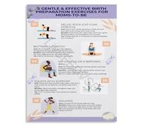 KCDFDVJFBM 5 Gentle Prenatal Exercises Poster Birth Preparation Guide for Expecting Moms Labor Prep Workout Wall-Art(Framed,16x24inch(40x60cm))