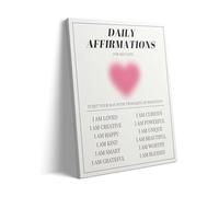 KCDFDVJFBM Affirmation Wall-Art: Daily Motivational Quotes Canvas Print for Self-Confidence, Trendy Aesthetic Decor for Women Girls Living Room & Bedroom(Unframed,12x18inch(30x45cm))