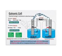 KCDFDVJFBM AP Chemistry Educational Wall-Art Galvanic Cell Poster Canvas Print for College Prep Classroom Decor Teaching Resource(Framed,12x18inch(30x45cm))