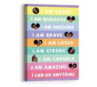 KCDFDVJFBM Black Girl Affirmation Wall-Art - I Am Smart Brave Kind Inspirational Canvas Print for Bedroom, Nursery & Classroom Decor(Framed,16x24inch(40x60cm))