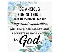 KCDFDVJFBM Christian Wall Art Poster - Be Anxious for Nothing Bible Quote Philippians 4:6, Faith Based Home Decor Print, Uplifting Gift for Believers(Framed,12x18inch(30x45cm))