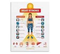 KCDFDVJFBM Comparative Infographic Poster on Heat Stroke and Heat Exhaustion with Heat Illness Complications Guide Wall-Art(Framed,08x12inch(20x30cm))