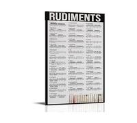 KCDFDVJFBM Complete 40 Drum Rudiments Poster Educational Reference for Drum Set Players Practice Room Home Studio Wall-Art(Framed,16X24inch(40X60cm))
