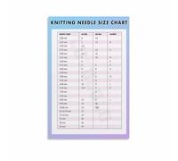 KCDFDVJFBM Craft Needle Gauge Chart Knitting Crochet Sewing Needle Size Reference Poster for Hobby Room Studio Decor(Framed,12x18inch(30x45cm))