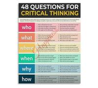 KCDFDVJFBM Critical Thinking Questions Learning Poster for Students | Engage young minds with challenging questions poster(Framed,08x12inch(20x30cm))