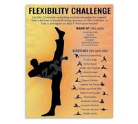 KCDFDVJFBM Dojo Home Gym Poster Martial Arts Flexibility Stretching Routine Training Guide Visual Chart Wall-Art(Framed,12x18inch(30x45cm))