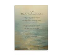 KCDFDVJFBM Emily Dickinson Hope Poem Poster Literary Wall-Art with Feathers Quote for Bookworms Study Room Decor and Book Lover Gift Idea(Unframed,08x12inch(20x30cm))