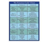 KCDFDVJFBM Emotional Chart Poster The Emotion Code Guide for Self Discovery Canvas Wall-Art for Room Decor(Framed,08x12inch(20x30cm))