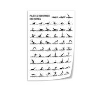 KCDFDVJFBM Essential Pilates Reformer Poses Poster, Exercise Guide Canvas Print, Wall-Art for Pilates Studio, Workout Area(Unframed,12x18inch(30x45cm))