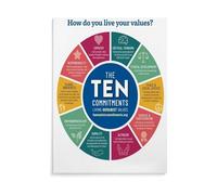 KCDFDVJFBM Ethical Living Poster Humanist Values and Ten Commitments Guide Inspirational Wall-Art for Modern Home and Study Decor(Framed,08X12inch(20X30cm))