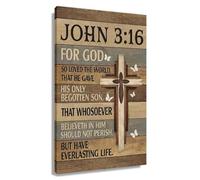 KCDFDVJFBM For God So Loved The World John 3:16, Biblical Scripture Wall-Art Canvas Print, Uplifting Decor for Kitchen, Bedroom, and Office(Unframed,08x12inch(20x30cm))
