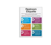 KCDFDVJFBM Funny Office Restroom Sign Bathroom Rules Poster Workplace Humor Wall-Art for Business Breakroom Employee Toilet Etiquette Professional Decor (Framed,16x24inch(40x60cm))