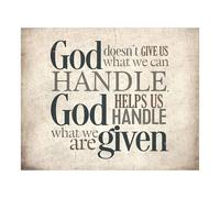 KCDFDVJFBM God Helps Handle What We Are Given, Inspirational Christian Wall Art with Modern Parchment Texture, Typographic Print for Home, Office or Church(Unframed,08x12inch(20x30cm))