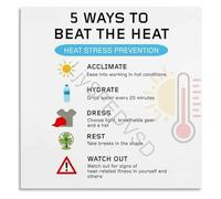 KCDFDVJFBM Heat Stress Prevention and Poster 5 Ways to Beat The Heat Canvas for Workplace Training and Compliance(Framed,16x24inch(40x60cm))