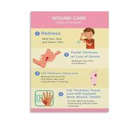 KCDFDVJFBM Hospital Poster Wound Care Tips First Aid Educational Guide Canvas Print Wall-Art for Clinic Nursing Bedroom Living Room Decor(Framed,12x18inch(30x45cm))