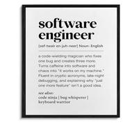 KCDFDVJFBM Humor Poster Software Engineer Definition Wall-Art for Office Cubicle and Programmer Gifts(Framed,16x24inch(40x60cm))