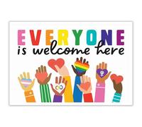KCDFDVJFBM Inclusion Wall-Art Everyone Is Welcome Here - Diversity Poster for Office, School & Home Decor(Framed,16x24inch(40x60cm))
