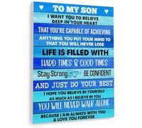 KCDFDVJFBM Inspirational Gift for Son, Gwisml To My Son Wall Art I Am Always With You, Motivational Quote Painting from Mom Dad, Decor for Son's Bedroom and Living Room(Framed,12x18inch(30x45cm))