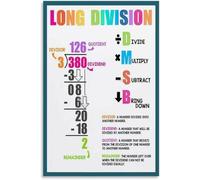 KCDFDVJFBM Long Division Educational Poster, DMSB Algorithm Chart for Elementary Math, Colorful Teaching Tool for Classroom Wall Decor and Homeschool Learning(Framed,12x18inch(30x45cm))