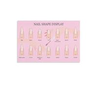 KCDFDVJFBM Manicure Nail Shape Chart Poster - Educational Beauty Salon Wall Decor, Nail Design Reference Art Print for Home Room Aesthetic(Framed,16x24inch(40x60cm))