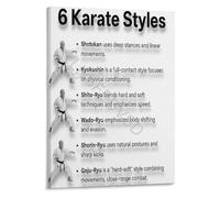 KCDFDVJFBM Martial Arts Karate Styles Overview Poster Educational Reference Guide Wall-Art for Dojo Training Room Home Gym(Unframed,16x24inch(40x60cm))