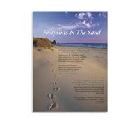 KCDFDVJFBM Modern Canvas Art Footprints in The Sand Poem Inspirational Wall Print Motivational Home Decor for Living Room(Framed,08x12inch(20x30cm))