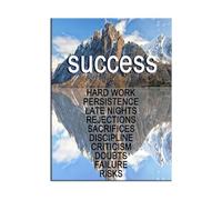 KCDFDVJFBM Motivational Canvas Poster Snow Mountain Background Success Inspirational Quotes for Gym Office Home Ready to Hang(Framed,16x24inch(40x60cm))