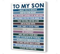 KCDFDVJFBM Motivational Quotes Wall Decor for Boys Room - To My Son Inspirational Canvas Art, Rustic Wood Frame Poster for Son's Bedroom, Dormitory & Home Office(Framed,12x18inch(30x45cm))